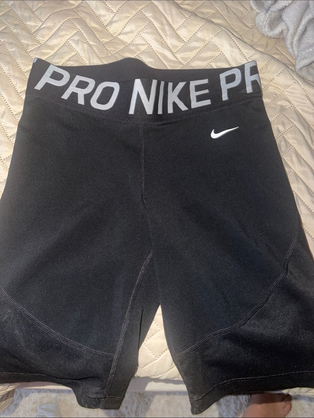 Nike Black Pro Training Compression Shorts with White Swoosh